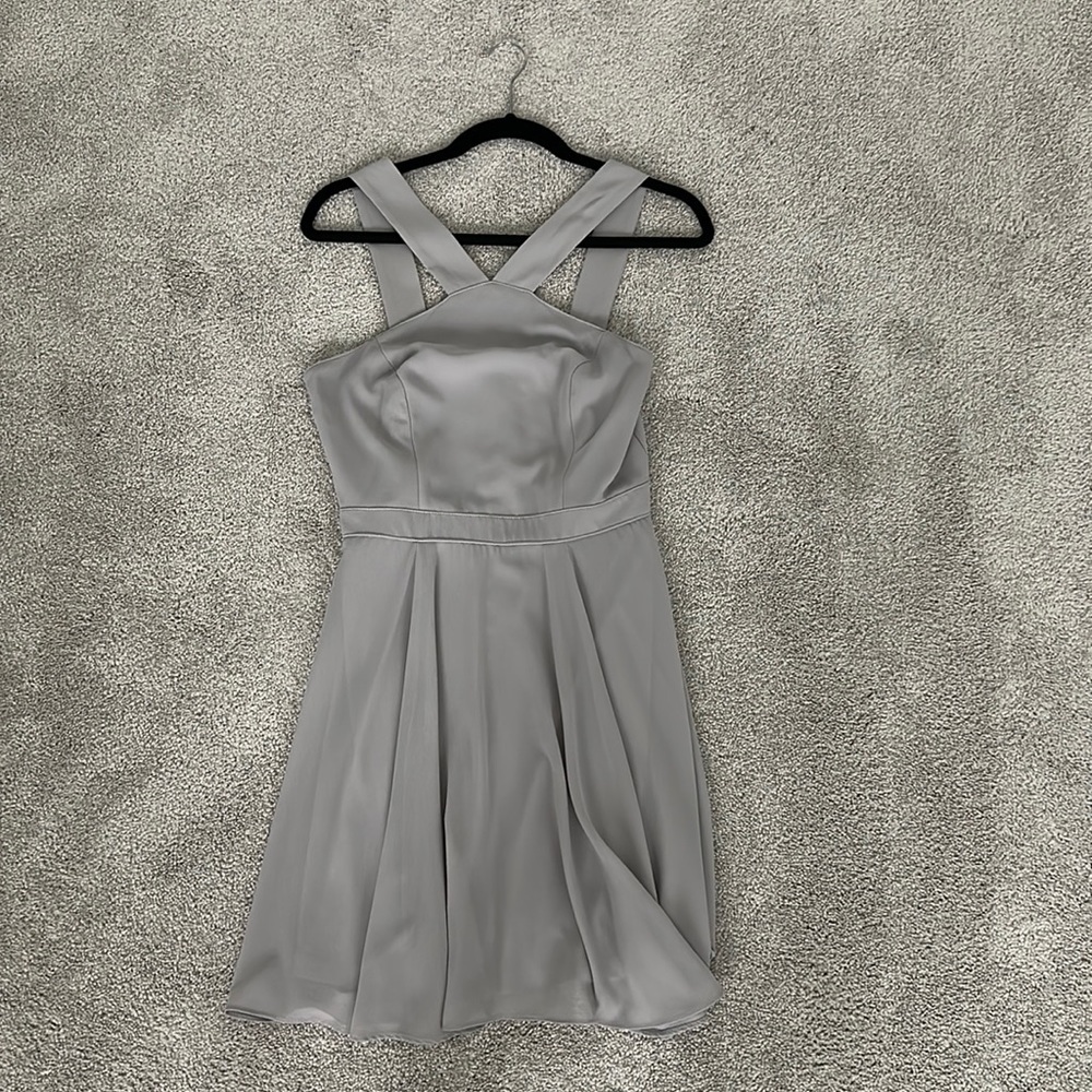 LULUS: Gray Skater Dress - Picture 3 of 8